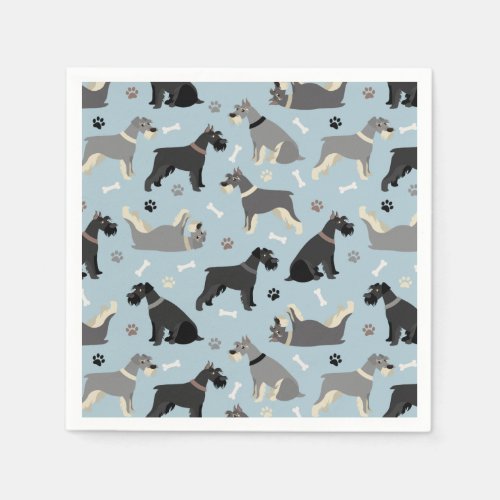 Schnauzer Paws and Bones Napkins