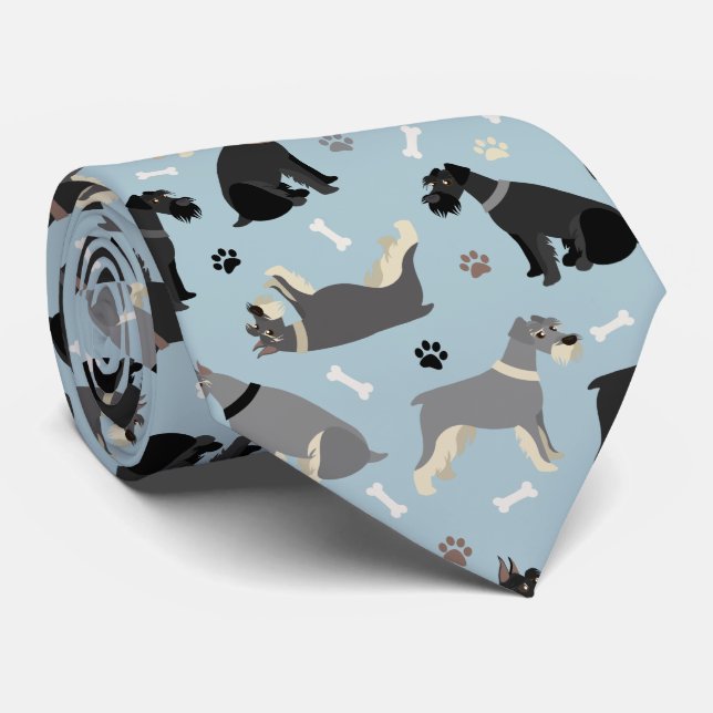 Schnauzer Paws and Bones Neck Tie (Rolled)