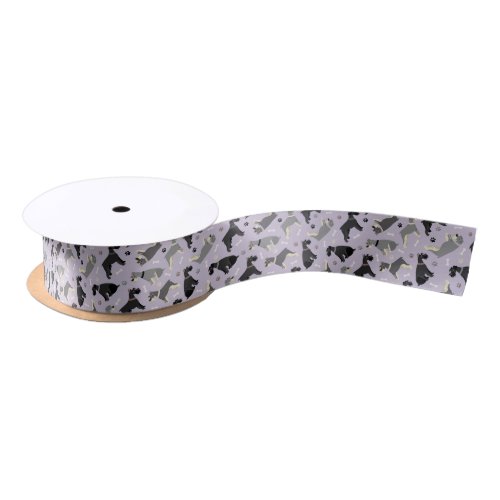 Schnauzer Paws and Bones Satin Ribbon