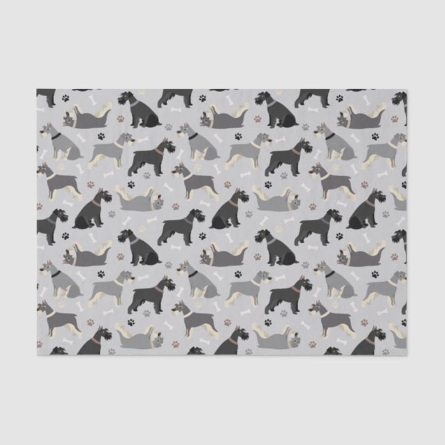 Schnauzer Paws and Bones Tissue Paper (Front)