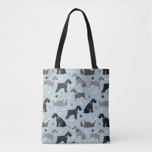 Schnauzer Paws and Bones Tote Bag