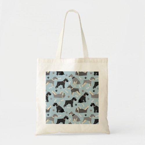 Schnauzer Paws and Bones Tote Bag