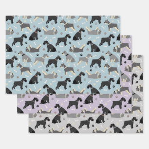 Schnauzer Paws and Bones Wrapping Paper Sheets