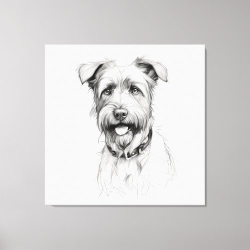 Schnauzer Pencil Sketch Portrait Canvas Print