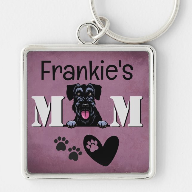 Schnauzer Personalized Peeking Keychain (Front)