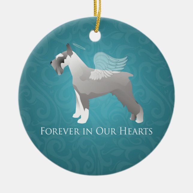 Schnauzer Pet Memorial Design Ceramic Ornament (Front)
