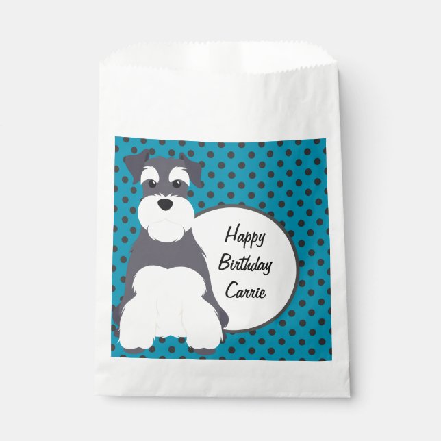 Schnauzer Polka Dots Personalized Favor Bag (Front)