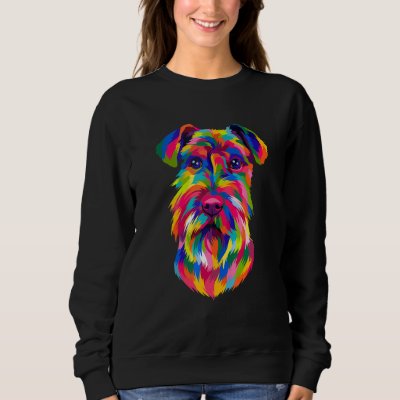 Schnauzer Pop Art Mini Schnauzer Portrait Dog Colo Sweatshirt
