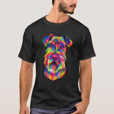 Schnauzer Pop Art Mini Schnauzer Portrait Dog Colo T-Shirt