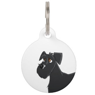 Schnauzer portrait dog tag, blank back pet ID tag
