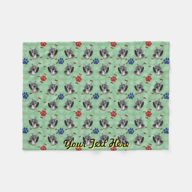 Schnauzer Portrait Fleece Blanket (Front (Horizontal))