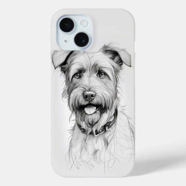 Schnauzer Portrait Pencil Sketch Case-Mate iPhone Case (Back)