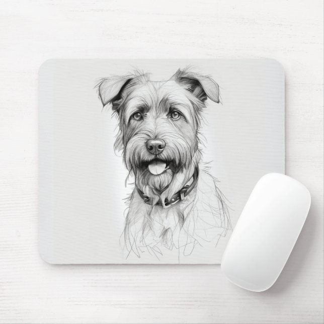 Schnauzer Portrait Sketch Mouse Pad (With Mouse)
