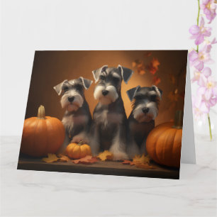 Schnauzer Puppy Autumn Delight Pumpkin Card