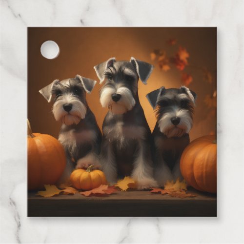 Schnauzer Puppy Autumn Delight Pumpkin  Favor Tags