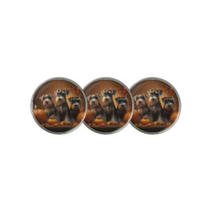 Schnauzer Puppy Autumn Delight Pumpkin  Golf Ball Marker