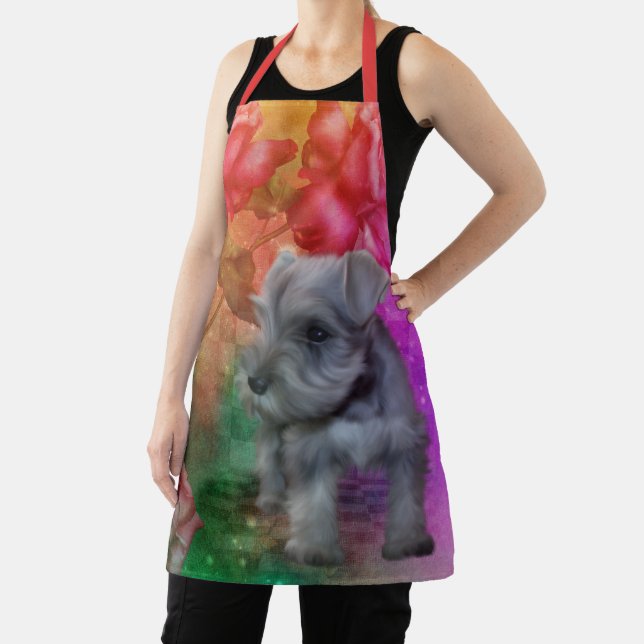 Schnauzer Puppy Dog Animal Art   Apron (Insitu)