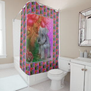 Schnauzer Puppy Dog Animal Art Shower Curtain