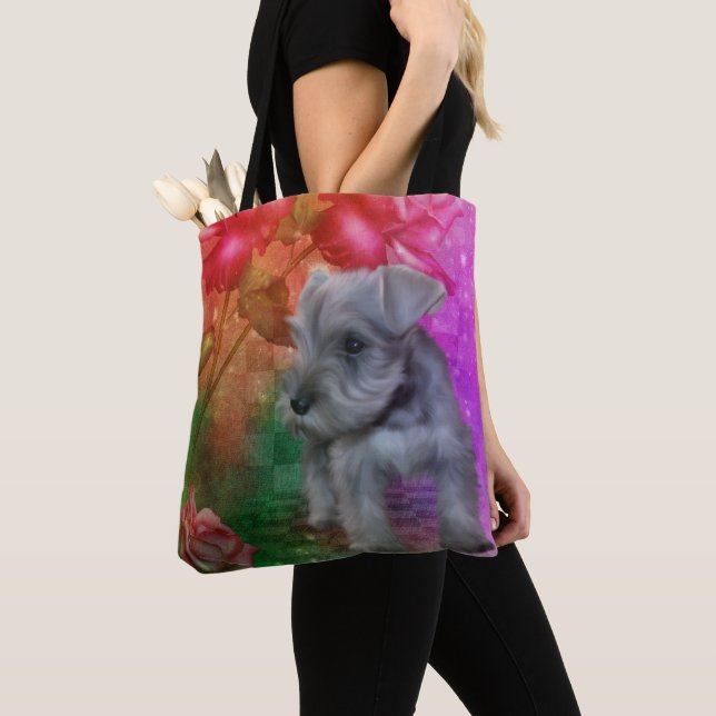 Schnauzer Puppy Dog Animal Art    Tote Bag (Close Up)
