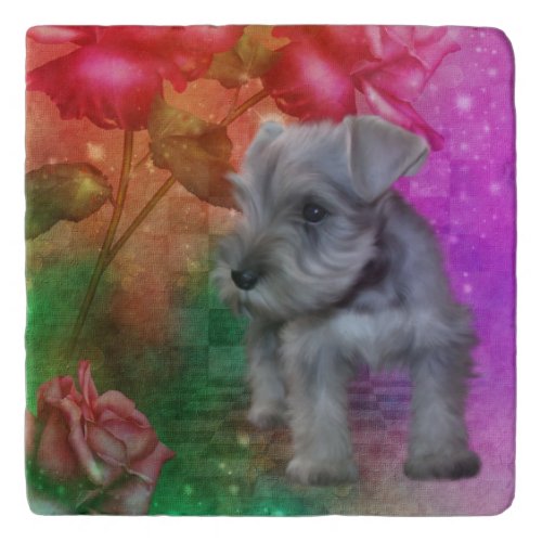 Schnauzer Puppy Dog Animal Art Trivet