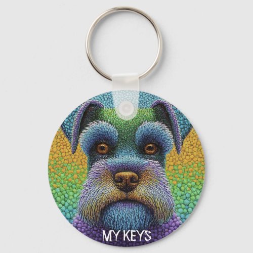Schnauzer puppy dog keyring key holder keychain
