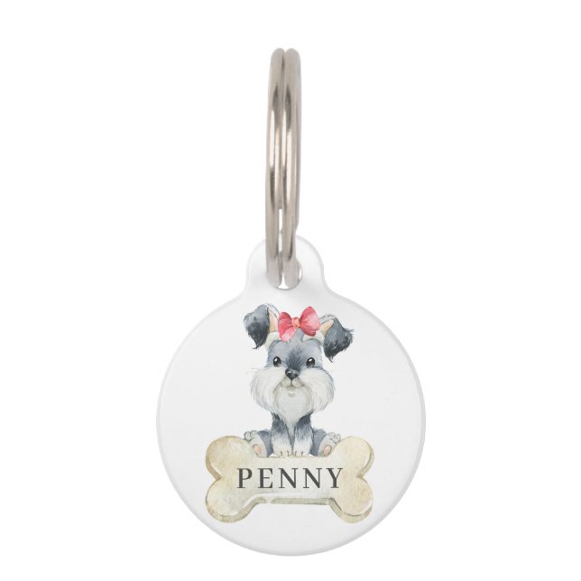 Schnauzer Puppy Dog Pet ID Tag (Front)