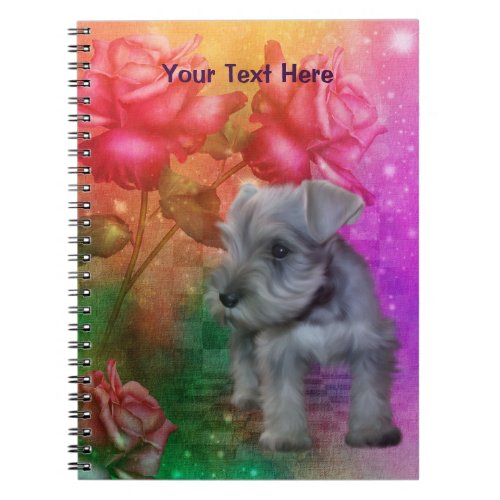 Schnauzer Puppy Fantasy Dog Art Notebook