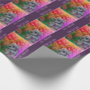 Schnauzer Puppy Roses Dog Art Personalized Wrapping Paper
