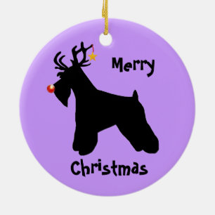 Schnauzer Reindeer Christmas Ceramic Ornament