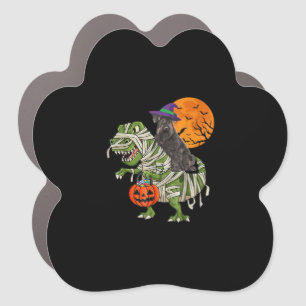 Schnauzer Riding Mummy Halloween Dinosaur Car Magnet