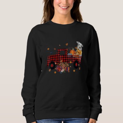 Schnauzer Riding Truck Pumpkin Autumn Leaves Fall Sweatshirt