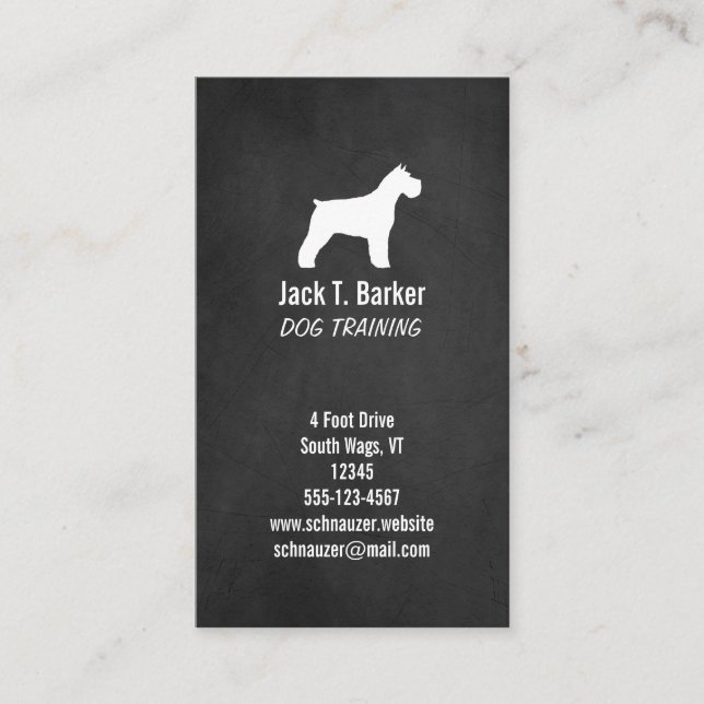 Schnauzer Silhouette - Chalkboard Style Business Card (Front)