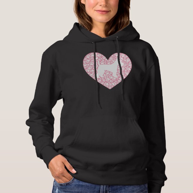 Schnauzer Silhouette Heart Paws Adorable Hoodie (Front)