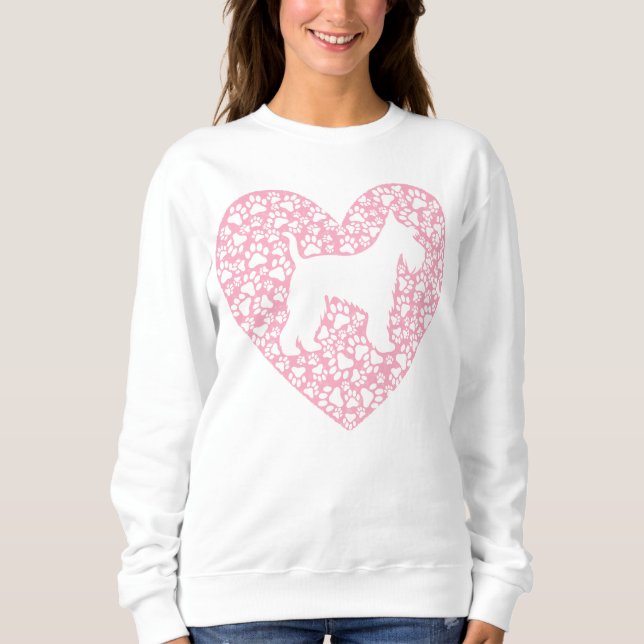 Schnauzer Silhouette Heart Paws Adorable Sweatshirt (Front)