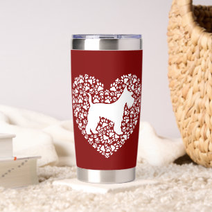 Schnauzer Silhouette Heart Paws Print - Dog Lover Insulated Tumbler