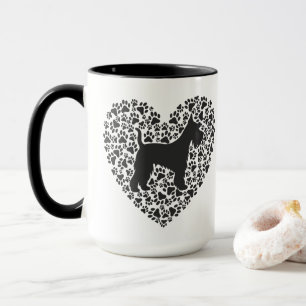 Schnauzer Silhouette Heart Paws Print - Dog Lover Mug