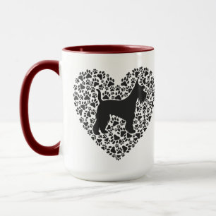 Schnauzer Silhouette Heart Paws Print - Dog Lover Mug