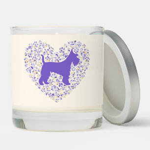 Schnauzer Silhouette Heart Paws Print - Dog Lover Scented Candle