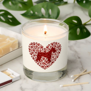 Schnauzer Silhouette Heart Paws Print - Dog Lover Scented Candle
