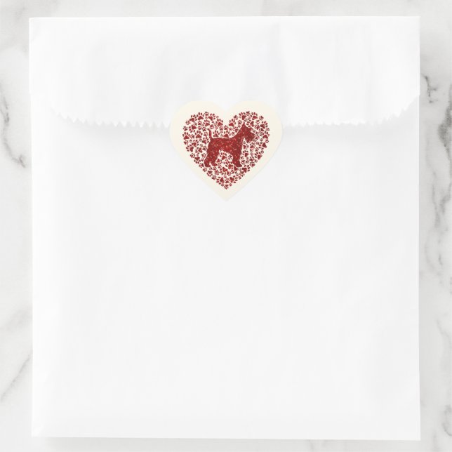 Schnauzer Silhouette Heart Paws Print - Dog Lover Sticker (Bag)
