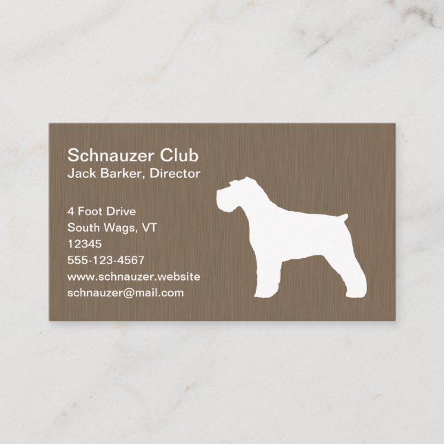Schnauzer Silhouette (Natural Ears) Business Card (Front)