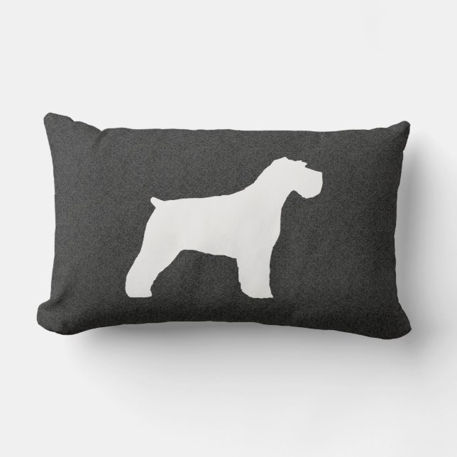 Schnauzer Silhouette (Natural Ears) Lumbar Pillow (Front)