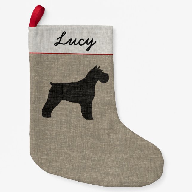 Schnauzer Silhouette Personalized Dog Breed Xmas Small Christmas Stocking (Front)