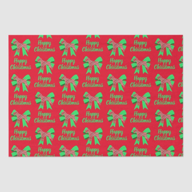 Schnauzer Silhouette Red Christmas Dog & Green Bow Tissue Paper (Front)