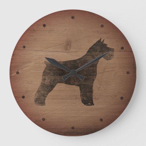 Schnauzer Silhouette Rustic Large Clock