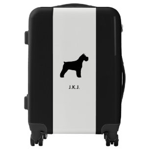 Schnauzer Silhouette with Custom Text Luggage