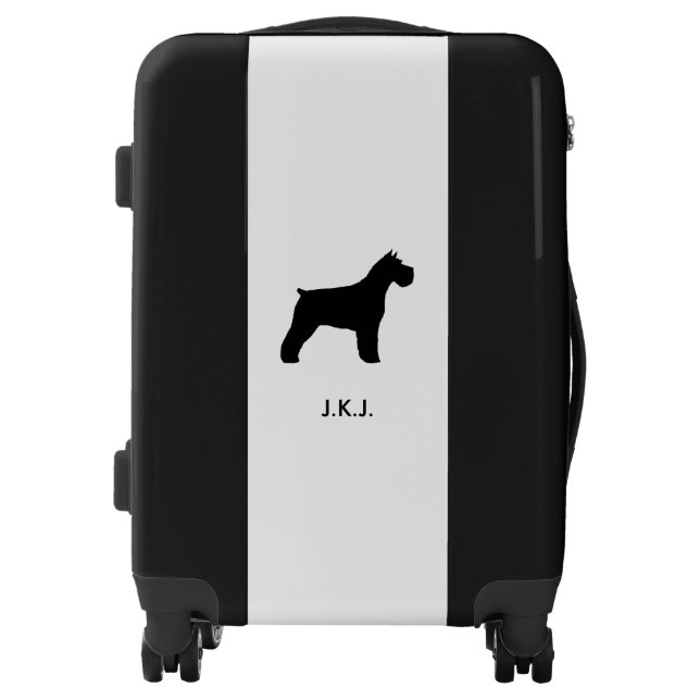 Schnauzer Silhouette with Custom Text Luggage (Front)