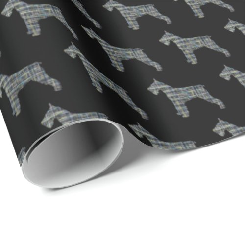 Schnauzer Silhouette Yellow  Black Grid Wrapping  Wrapping Paper