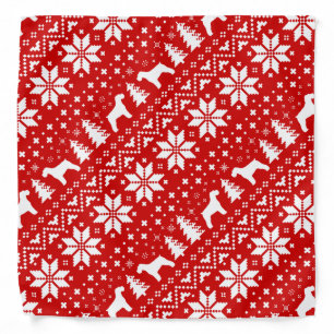 Schnauzer Silhouettes Christmas Pattern Bandana