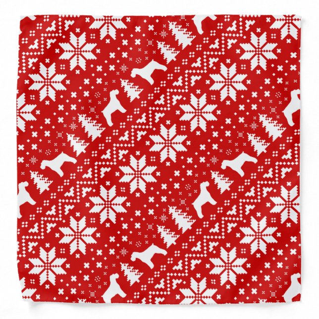 Schnauzer Silhouettes Christmas Pattern Bandana (Front)